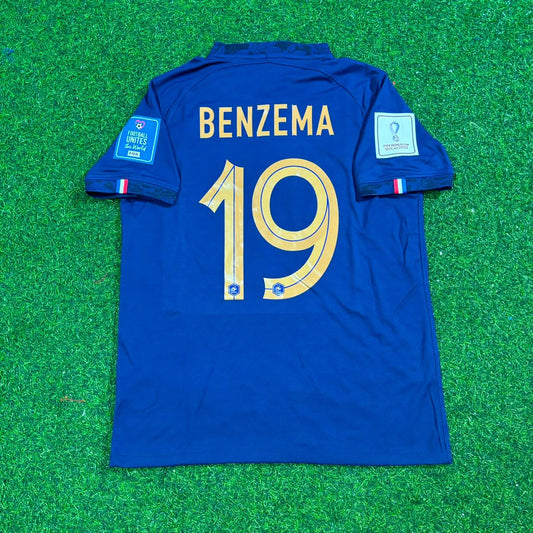 France World Cup 2022 Karim Benzema Final Retro Football Jersey