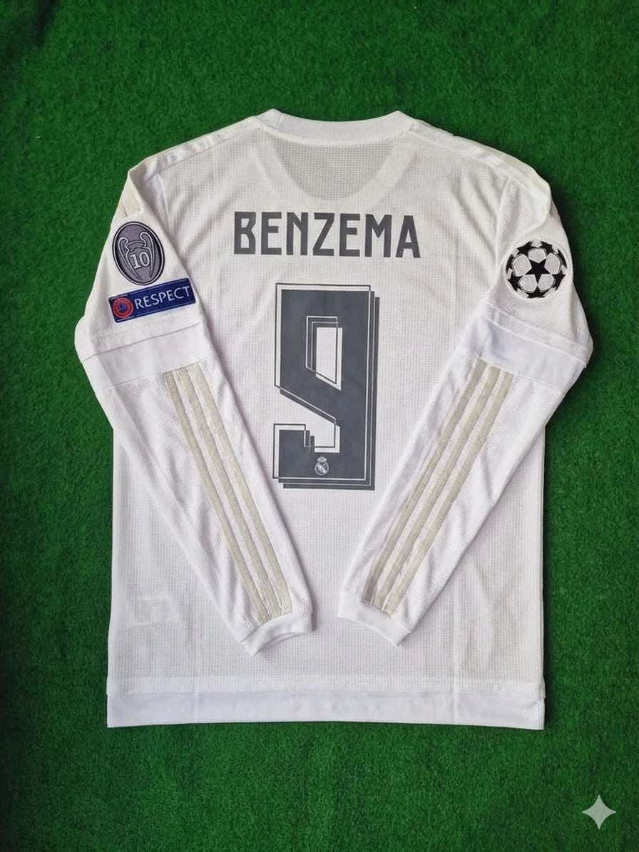 Karim Benzema 9- Real Madrid 2016 Champions League Final Long Sleeve Jersey Trikot Maillot Soccer Shirt