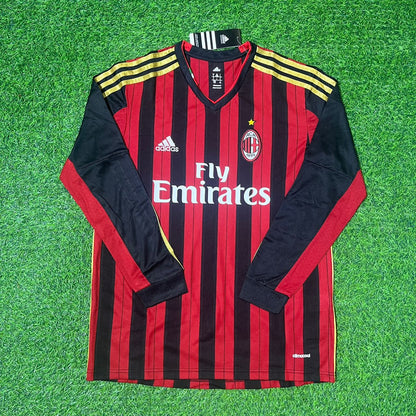 Keisuke Honda AC Milan 2013/14 Long Sleeve Home Retro Football Jersey Collection