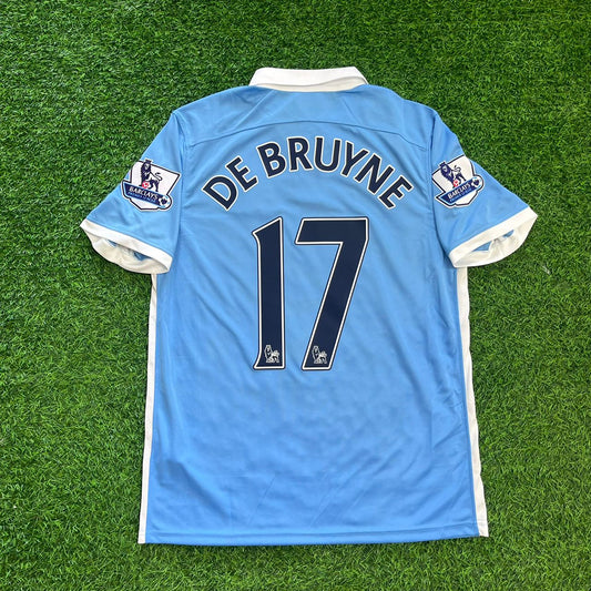 Kevin De Bruyne Manchester City 2015/2016 Home Retro Football Jersey Kit