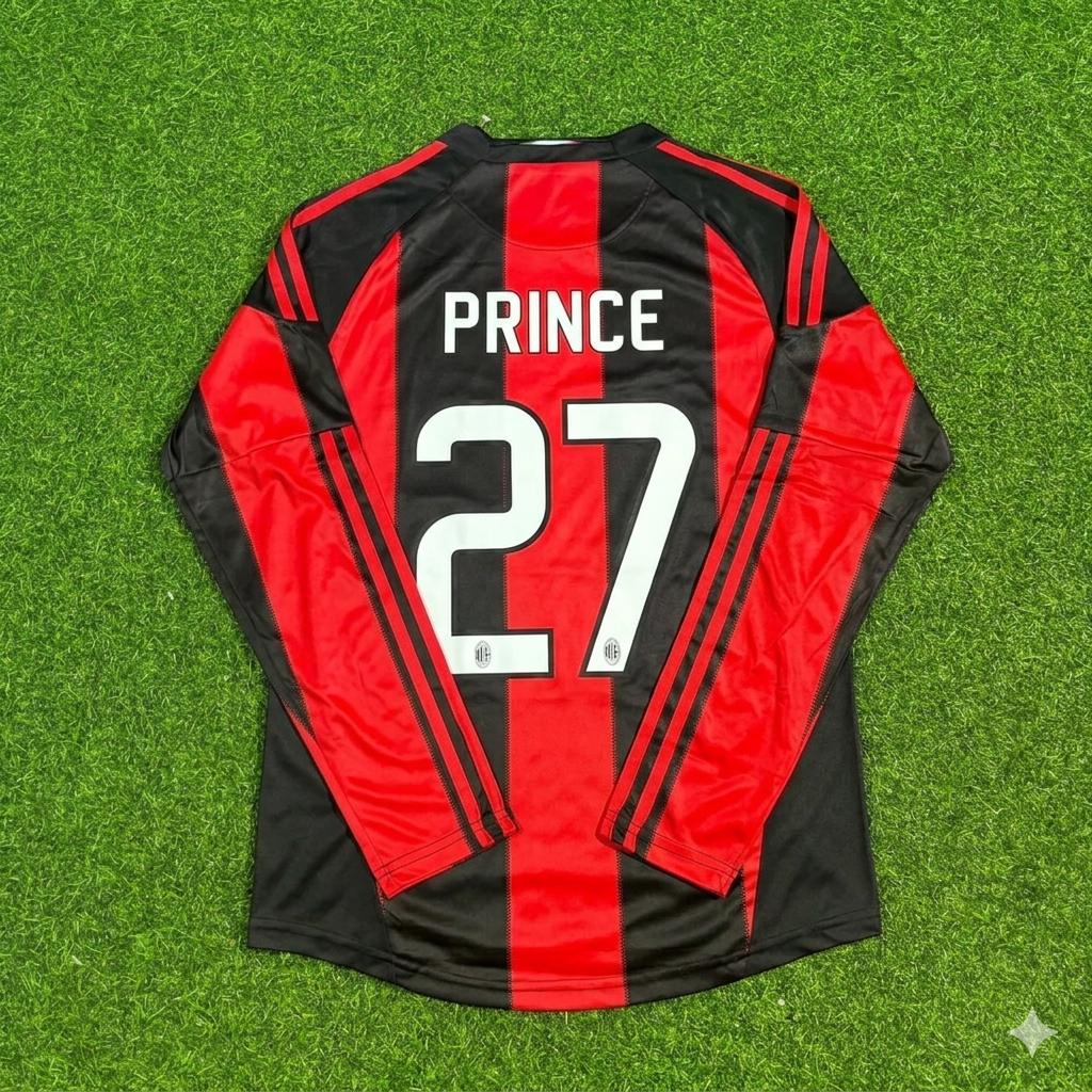 Kevin-Prince Boateng AC Milan 2010-2011 Home Log Sleeve Retro Football Jersey Kit
