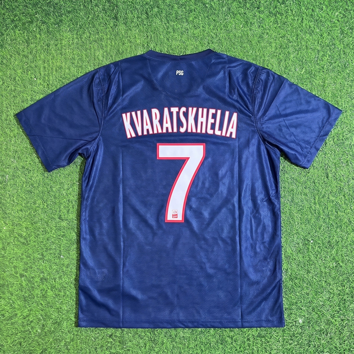 Khvicha Kvaratskhelia #7 PSG Home Blue Retro Football Jersey Trikot Maillot