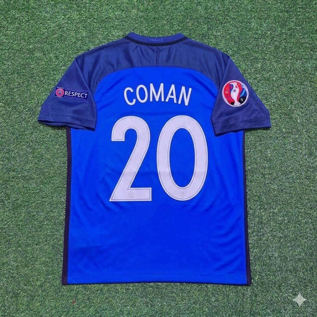 France EURO 2016 Kingsley Coman #20 Home Retro Football Jersey