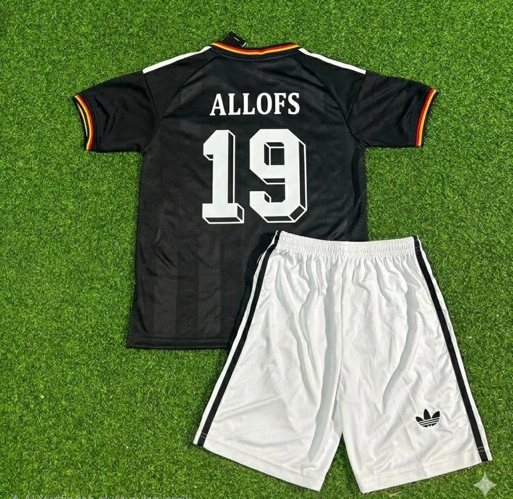 Klaus Allofs Germany Black Retro Kids Football Jersey Kit