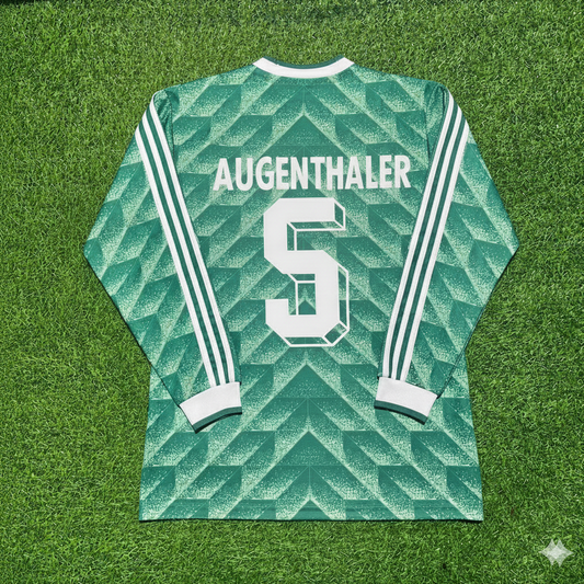 Germany World Cup 1990 Klaus Augenthaler Green Long Sleeve Football Jersey