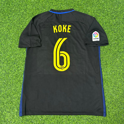 Koke 6 Atletico Madrid 2016/17 Black Away Retro Football Jersey Kit