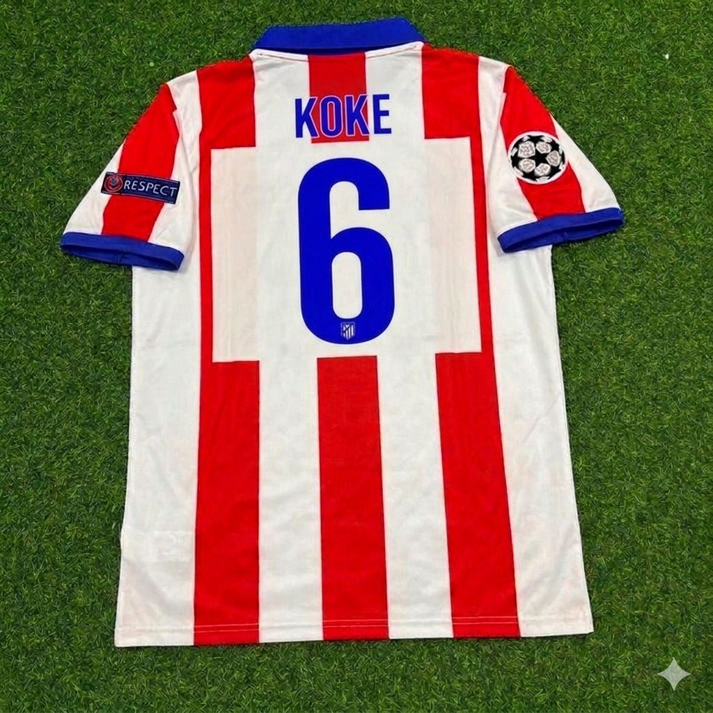 Koke 6- Atlético Madrid 2014 Champions League Final Retro Football Jersey Kit