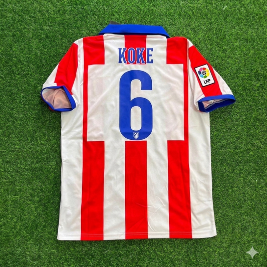 Koke 6 Atlético Madrid Home 2014/15 Retro Kit Football Jersey