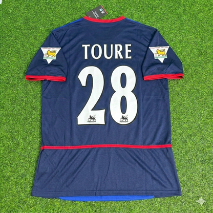 Kolo Touré 28- Arsenal 2002-2004 Black Blue o2 Retro Football Jersey Kit