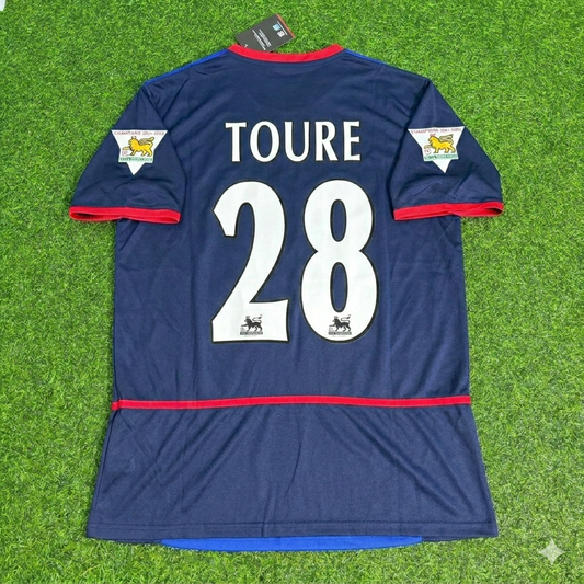Kolo Touré 28- Arsenal 2002-2004 Black Blue o2 Retro Football Jersey Kit