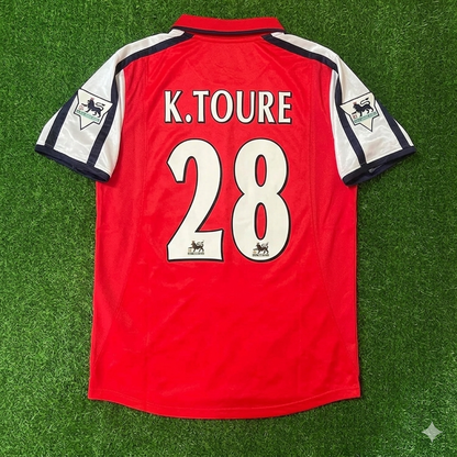 Kolo Touré #28 Arsenal 1999-2002 Red White Retro Football Jersey