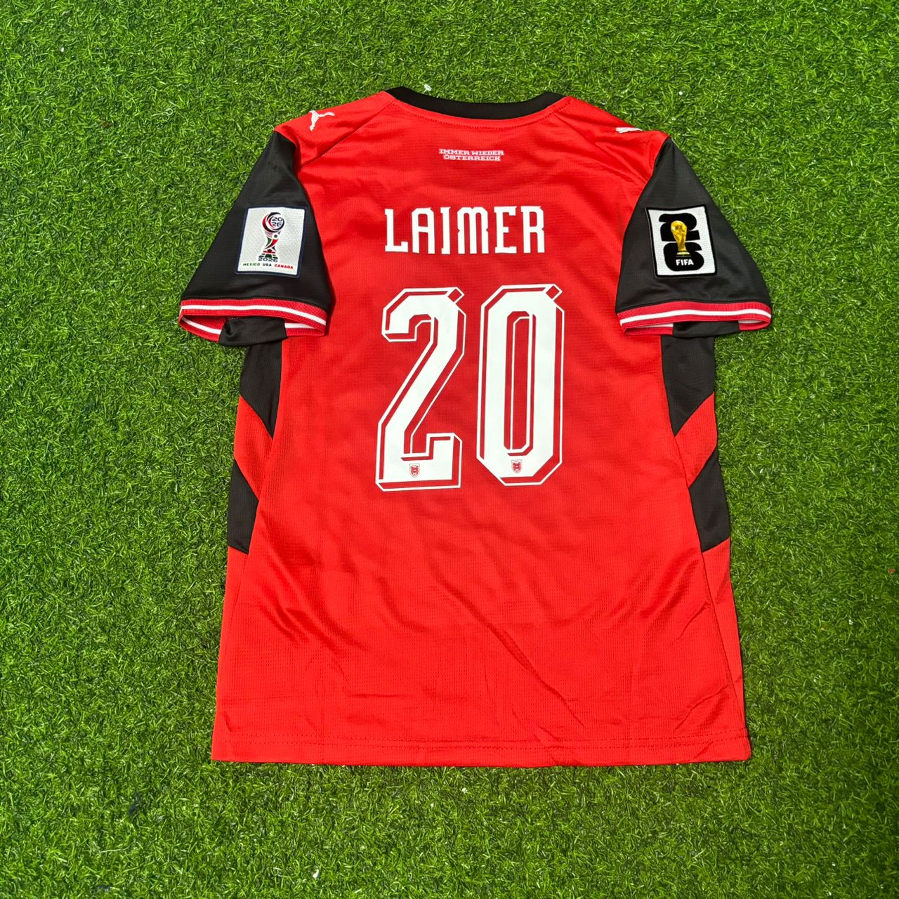 Austria World Cup 2026 Konrad Laimer #20 Kids Football Jersey