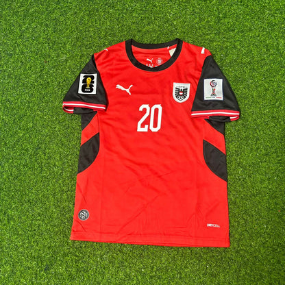 Austria World Cup 2026 Konrad Laimer #20 Kids Football Jersey