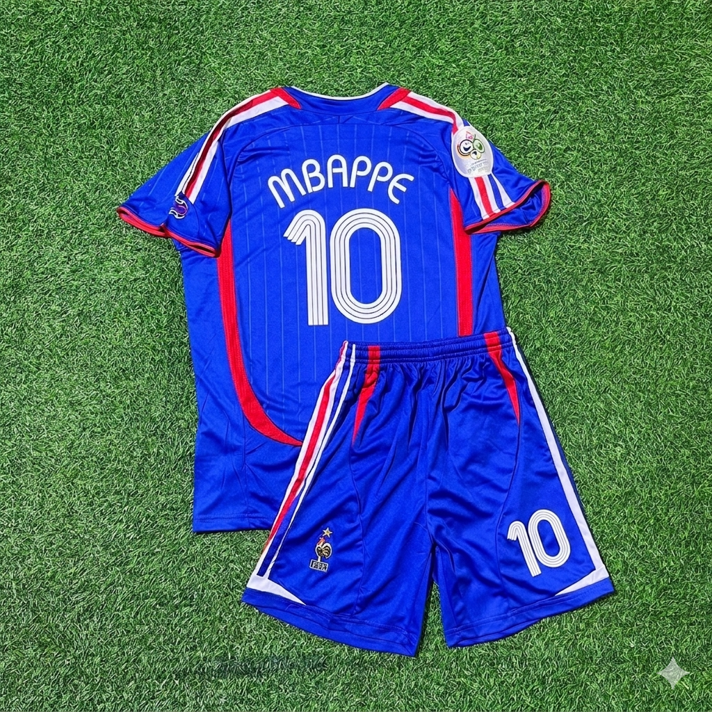 Kylian Mbappé #10 France World Cup Kids Blue Retro Football Jersey Collection