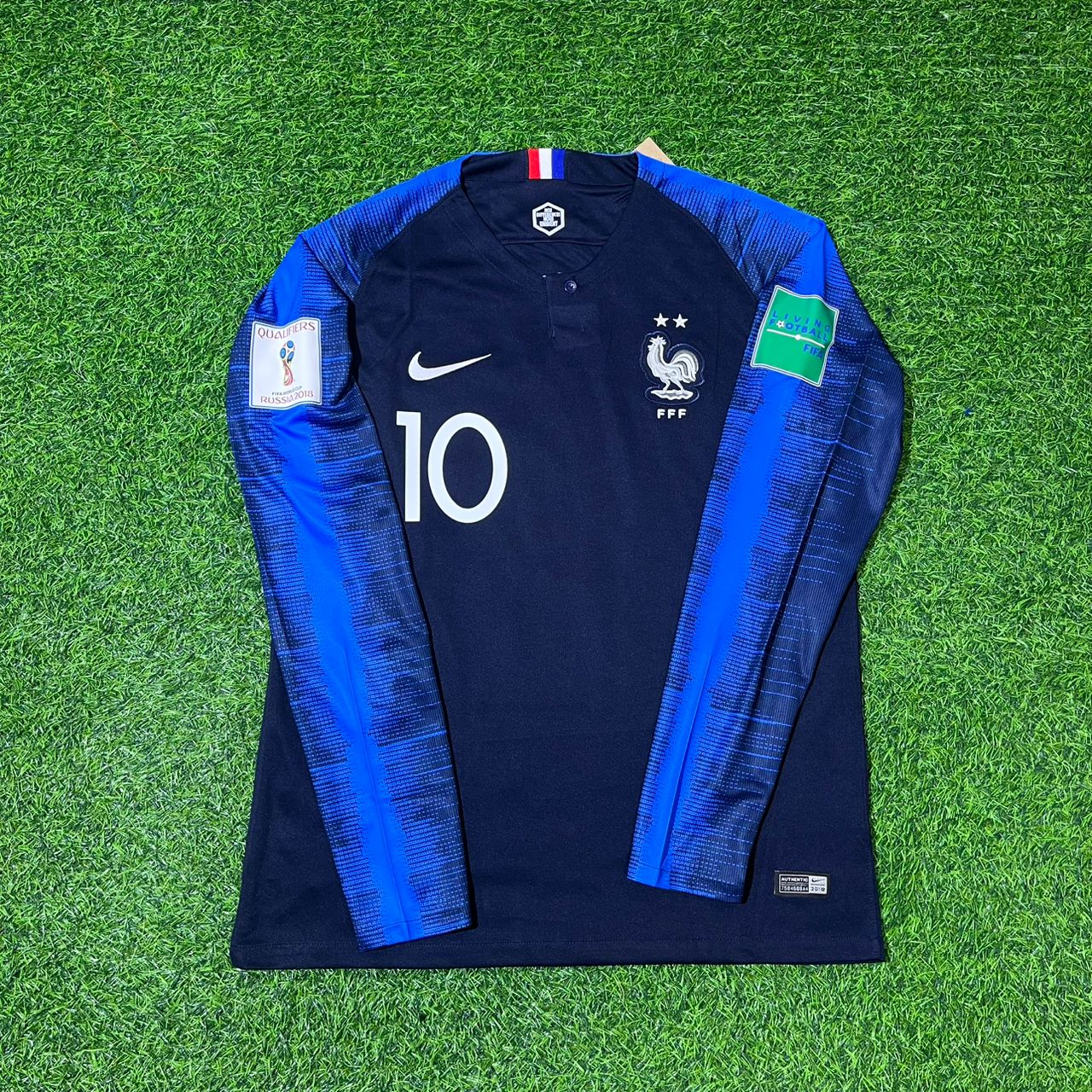 France World Cup 2018 Kylian Mbappé Final Long Sleeve Retro Football Jersey Kit
