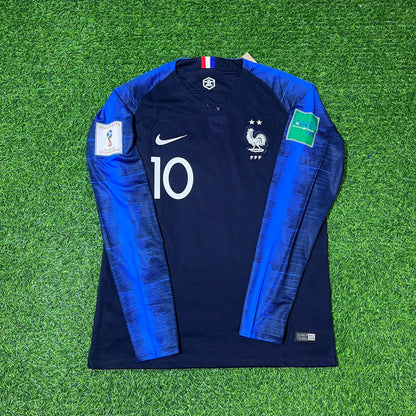 France World Cup 2018 Kylian Mbappé Final Long Sleeve Retro Football Jersey Kit