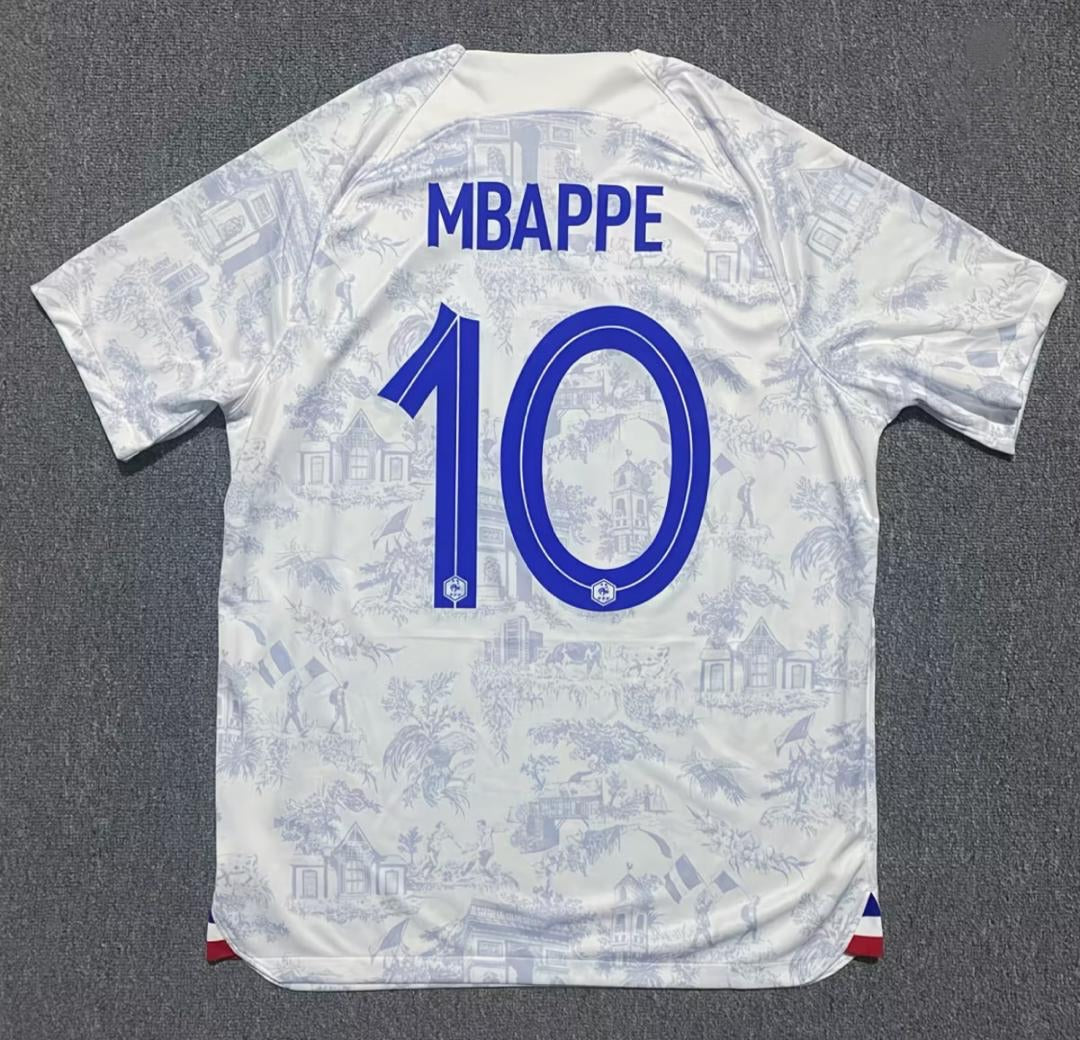 France World Cup 2022 Kylian Mbappe #10 Away Retro Football Jersey