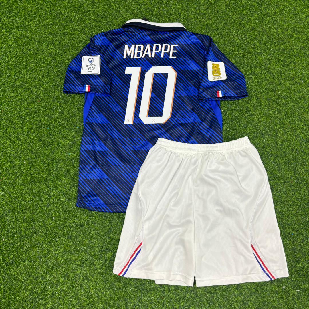 France World Cup 2026 Kylian Mbappé Blue Kids Football Jersey