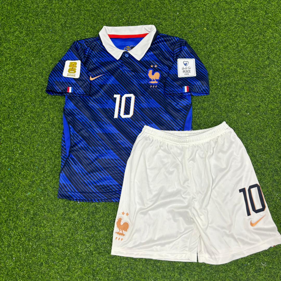 France World Cup 2026 Kylian Mbappé Blue Kids Football Jersey
