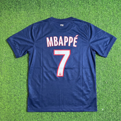 Kylian Mbappe #7 PSG Home Blue Retro Football Jersey Trikot Maillot