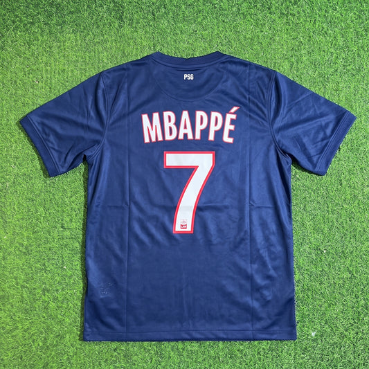 Kylian Mbappe #7 PSG Home Blue Retro Football Jersey Trikot Maillot