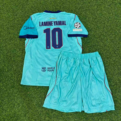 Lamine Yamal #10 Barcelona 2026-2027 Third Kids Champions League Patch Football Jersey
