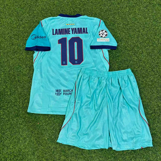 Lamine Yamal #10 Barcelona 2026-2027 Third Kids Champions League Patch Football Jersey