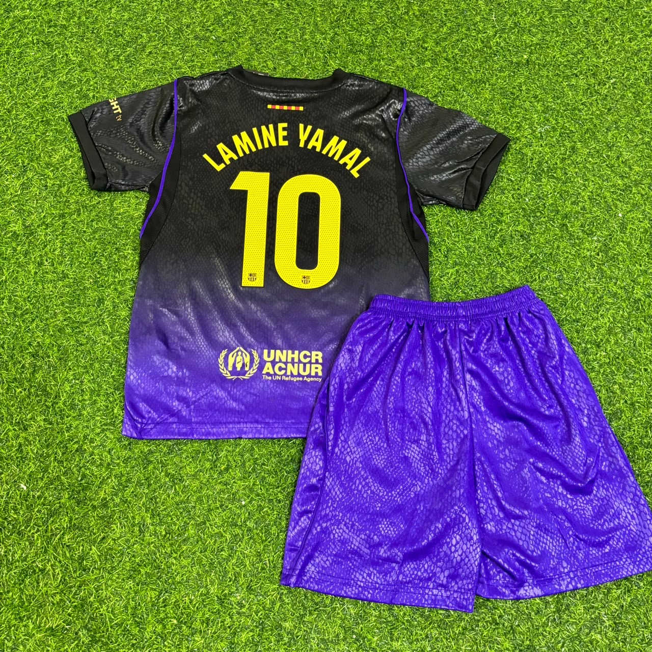 Lamine Yamal #10 Barcelona Away Kids Football Jersey