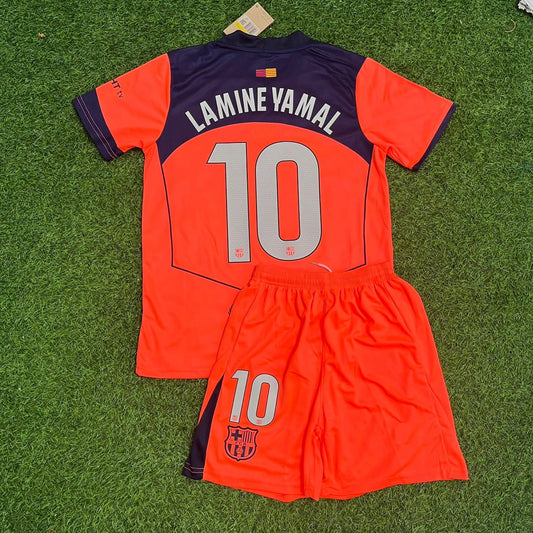 Lamine Yamal Barcelona 2026 Orange Kids Football Jersey Kit