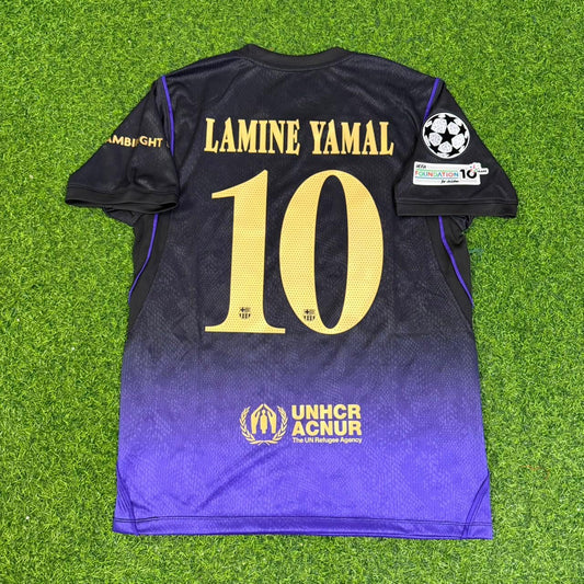 Lamine Yamal #10 Barcelona 2027 Champions League Patch Away Football Jersey