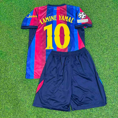 Barcelona 2027 Lamine Yamal #10 Champions League Patch Home Kids Football Jersey