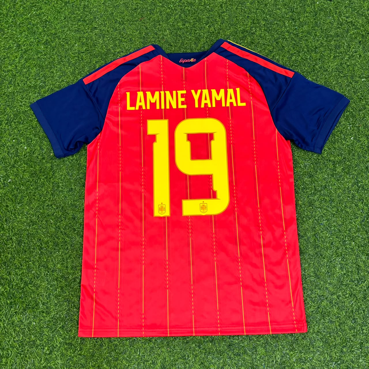 Spain World Cup 2026 Lamine Yamal #19 Two Star Champions Home Jersey Trikot Maillot