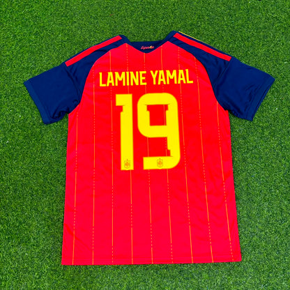 Spain World Cup 2026 Lamine Yamal #19 Two Star Champions Home Jersey Trikot Maillot