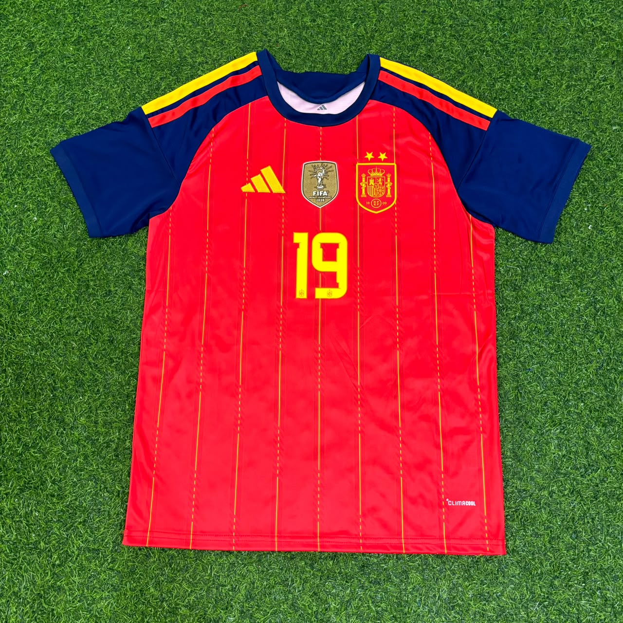 Spain World Cup 2026 Lamine Yamal #19 Two Star Champions Home Jersey Trikot Maillot