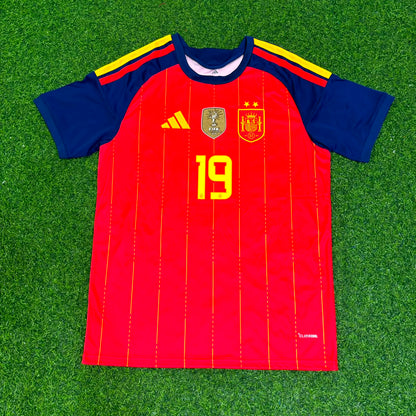 Spain World Cup 2026 Lamine Yamal #19 Two Star Champions Home Jersey Trikot Maillot
