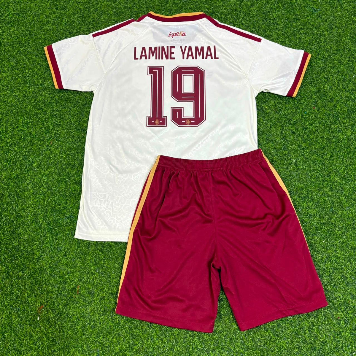 Lamine Yamal #19 Spain Two Star 2026 World Cup Champions Away Kids Football Jersey