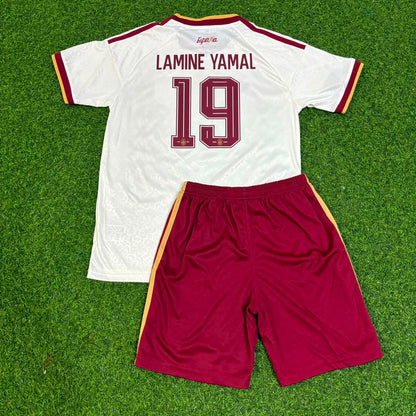 Lamine Yamal #19 Spain Two Star 2026 World Cup Champions Away Kids Football Jersey