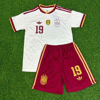 Lamine Yamal #19 Spain Two Star 2026 World Cup Champions Away Kids Football Jersey