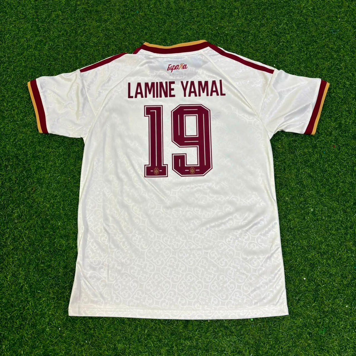 Lamine Yamal #19 Spain Two Star 2026 World Cup Champions Away Kids Football Jersey