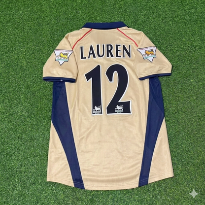Lauren Etame Mayer #12 Arsenal 2001-2002 Away Golden Retro Football Jersey