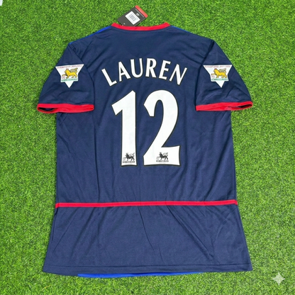 Lauren Etame Mayer 12- Arsenal 2002-2004 Black Blue o2 Retro Football Jersey Kit
