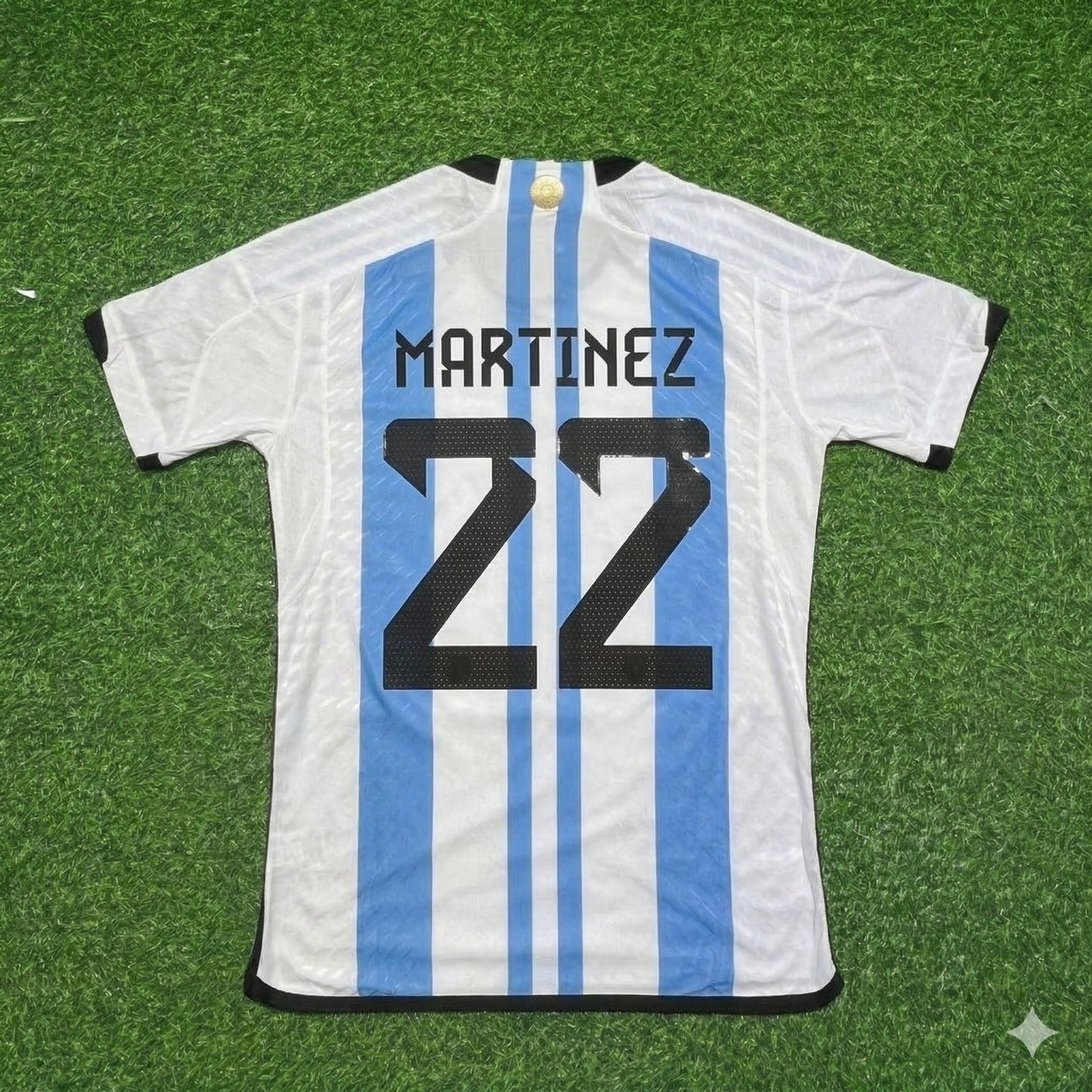 Argentina World Cup 2022 Lautaro Martínez 22- Qatar Champion Home Football Jersey