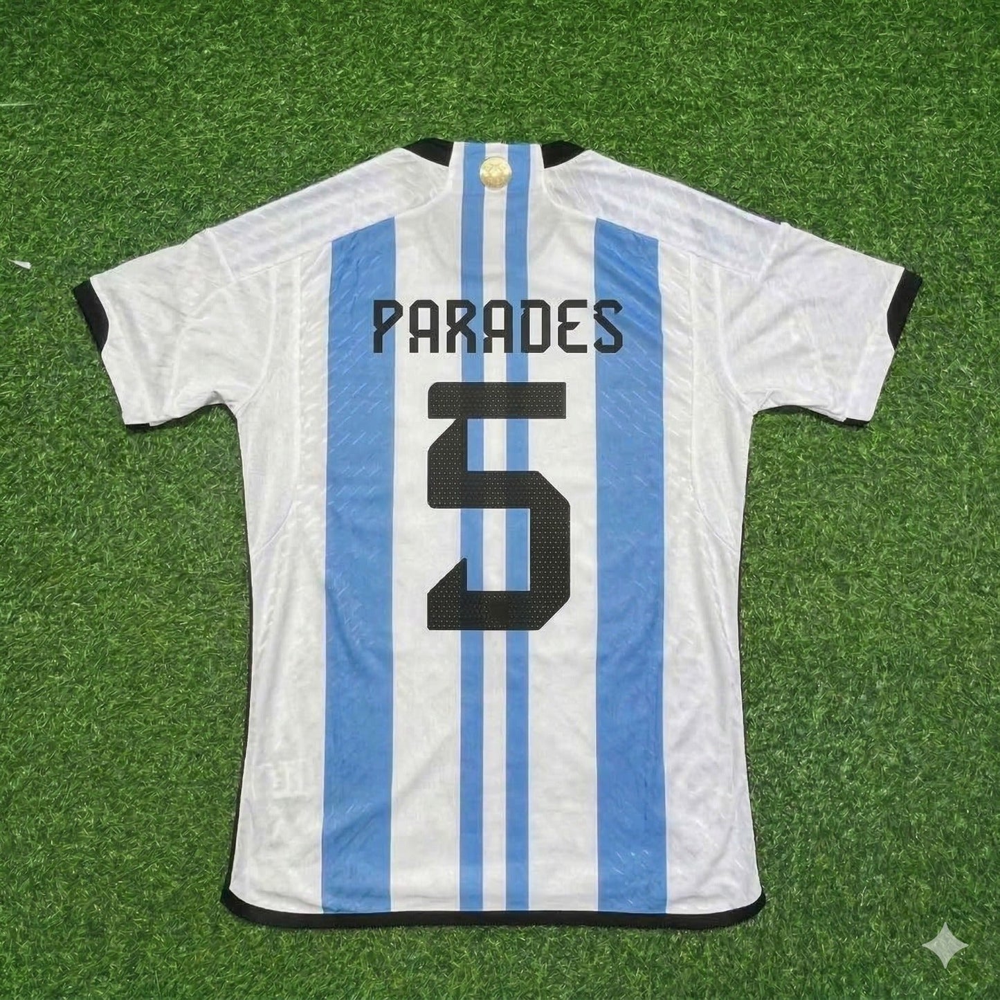 Argentina World Cup 2022 Leandro Paredes 5- Qatar Champion Home Football Jersey