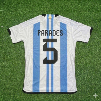 Argentina World Cup 2022 Leandro Paredes 5- Qatar Champion Home Football Jersey