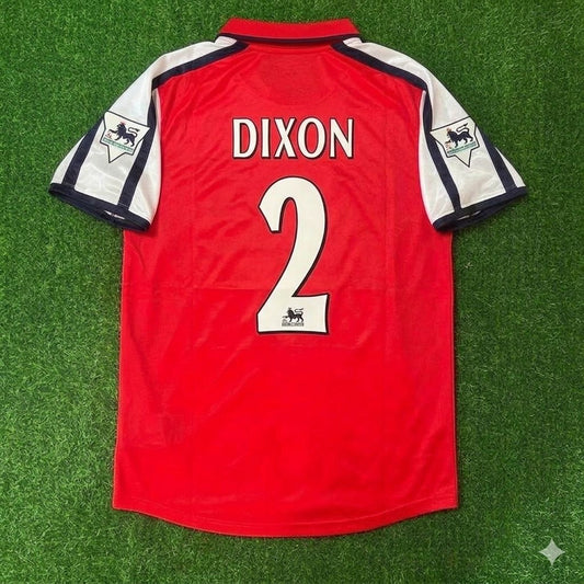 Lee Dixon #2 Arsenal 1999-2002 Red White Retro Football Jersey