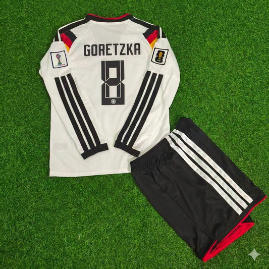 Germany 2026 Leon Goretzka #8 Kids Long Sleeve Home Soccer Kit Football Jersey