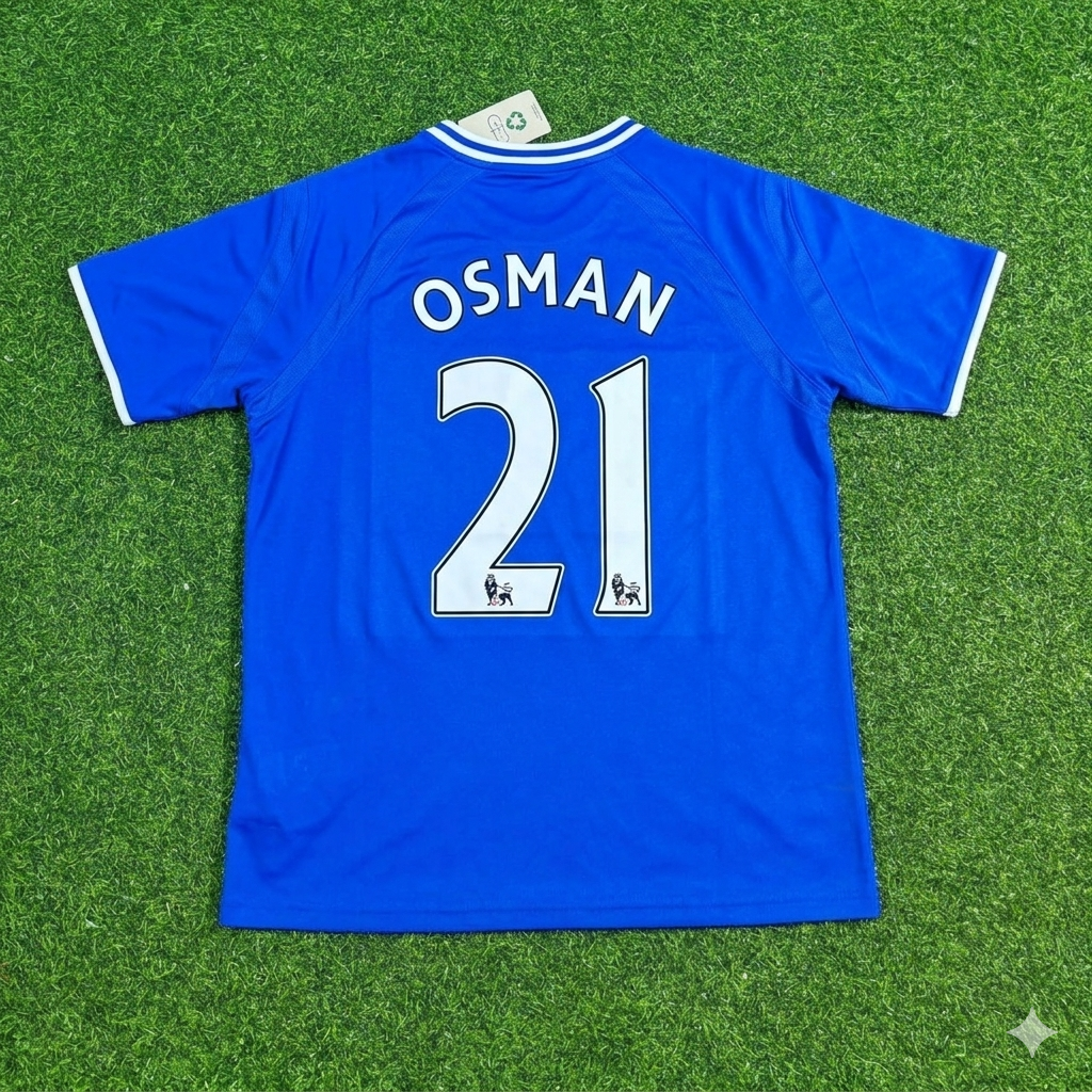 Leon Osman #21 Everton Fc Blue Retro Football Jersey Kit