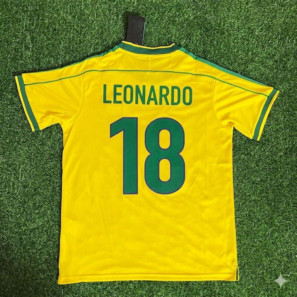 Brazil World Cup 1998 Leonardo Araújo #18 Retro Football Jersey
