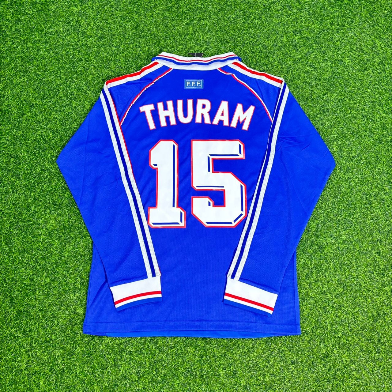 France World Cup 1998 Lilian Thuram Retro Long Sleeve Football Jersey