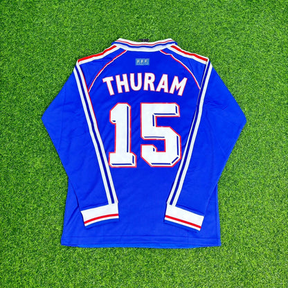 France World Cup 1998 Lilian Thuram Retro Long Sleeve Football Jersey